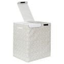 Panier à Linge Double Compartiment Motif Carreaux de Ciment Beige