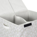 Panier à Linge Double Compartiment Motif Carreaux de Ciment Beige