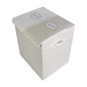 Panier à Linge Double Compartiment Motif Carreaux de Ciment Beige