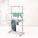 Etendoir Pliable à Roulettes 3 Niveaux Coloris Gris et Blanc