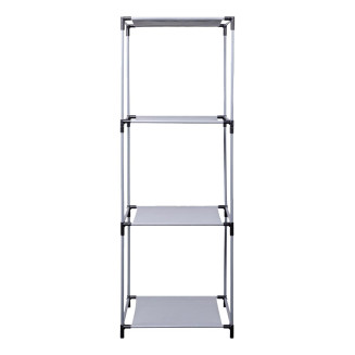 Etagère 3 Casiers Légère en Métal et Tissu Gris H102cm