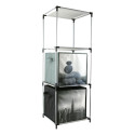 Etagère 3 Casiers Légère en Métal et Tissu Gris H102cm