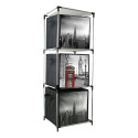 Etagère 3 Casiers Légère en Métal et Tissu Gris H102cm