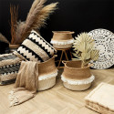 Lot de 3 Paniers Rétractables Cordage Coton Blanc Taupe et Doré avec Franges