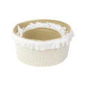 Lot de 3 Paniers Rétractables Cordage Coton Blanc Taupe et Doré avec Franges Lot de 3 Paniers Rétractables Cordage Coton Blanc Taupe et Doré avec Franges