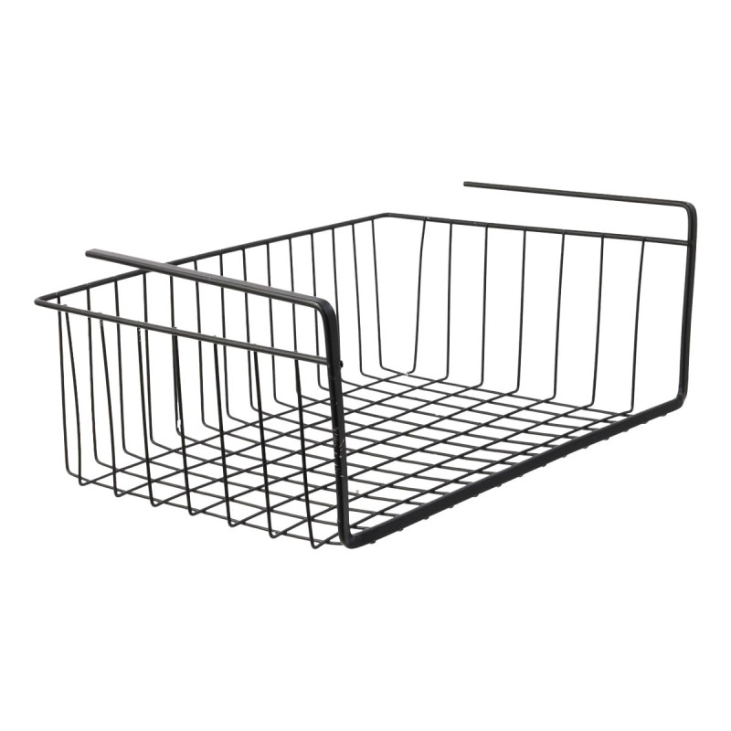 Panier Suspendu L40cm en Métal Filaire Noir Panier Suspendu L40cm en Métal Filaire Noir