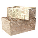 Lot de 2 Paniers de Rangements en Métal Doré Ajouré Motif Géométrique
