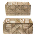 Lot de 2 Paniers de Rangements en Métal Doré Ajouré Motif Géométrique