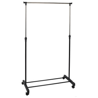 Portant Simple sur Roulettes Hauteur Réglable Noir et Chrome