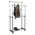 Portant Double sur Roulettes Hauteur Réglable Noir et Chrome
