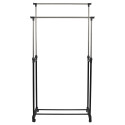 Portant Double sur Roulettes Hauteur Réglable Noir et Chrome