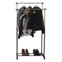 Portant Double sur Roulettes Hauteur Réglable Noir et Chrome