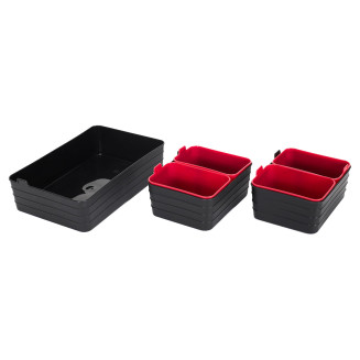 Lot de 7 Boîtes de Rangements Souples Empilables Noir et Rouge