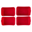 Lot de 7 Boîtes de Rangements Souples Empilables Noir et Rouge