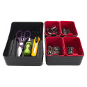 Lot de 7 Boîtes de Rangements Souples Empilables Noir et Rouge