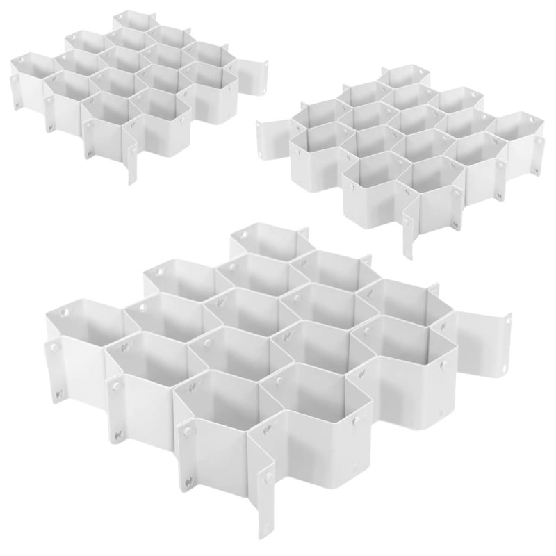 Pack 3 x 6 Séparateurs de Tiroirs Modulables Blancs