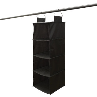 Etagère Pliable Souple à Suspendre en Tissu Gris 4 Casiers