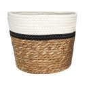 Lot de 3 Corbeilles Tressées en Jonc de Mer Naturel et Coton Noir et Blanc