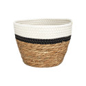 Lot de 3 Corbeilles Tressées en Jonc de Mer Naturel et Coton Noir et Blanc Lot de 3 Corbeilles Tressées en Jonc de Mer Naturel et Coton Noir et Blanc