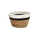 Lot de 3 Corbeilles Tressées en Jonc de Mer Naturel et Coton Noir et Blanc Lot de 3 Corbeilles Tressées en Jonc de Mer Naturel et Coton Noir et Blanc