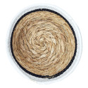 Lot de 3 Corbeilles Tressées en Jonc de Mer Naturel et Coton Noir et Blanc