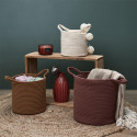 Lot de 3 Paniers Tressés Terracotta Marron et Blanc Crème