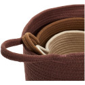 Lot de 3 Paniers Tressés Terracotta Marron et Blanc Crème