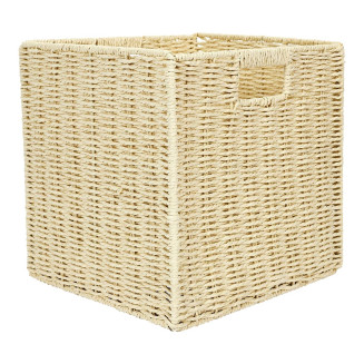 Cube de Rangement Pliable Tressé Coloris Beige