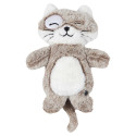 Peluche Chauffante Tissu Ultra Doux Blanc et Taupe H34cm