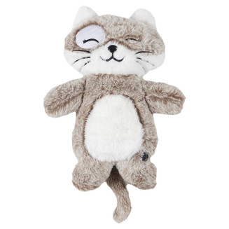 Peluche Chauffante Tissu Ultra Doux Blanc et Taupe H34cm