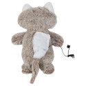 Peluche Chauffante Tissu Ultra Doux Blanc et Taupe H34cm