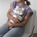 Peluche Chauffante Tissu Ultra Doux Blanc et Taupe H34cm