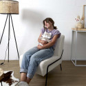 Peluche Chauffante Tissu Ultra Doux Blanc et Taupe H34cm