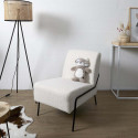 Peluche Chauffante Tissu Ultra Doux Blanc et Taupe H34cm