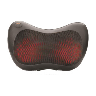 Coussin Massant Shiatsu Chauffant Simili Cuir Noir avec Sangle