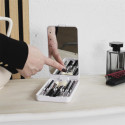 Boîte à Maquillage Miroir Lumineux LED Pivotant + 5 Pinceaux