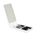 Boîte à Maquillage Miroir Lumineux LED Pivotant + 5 Pinceaux