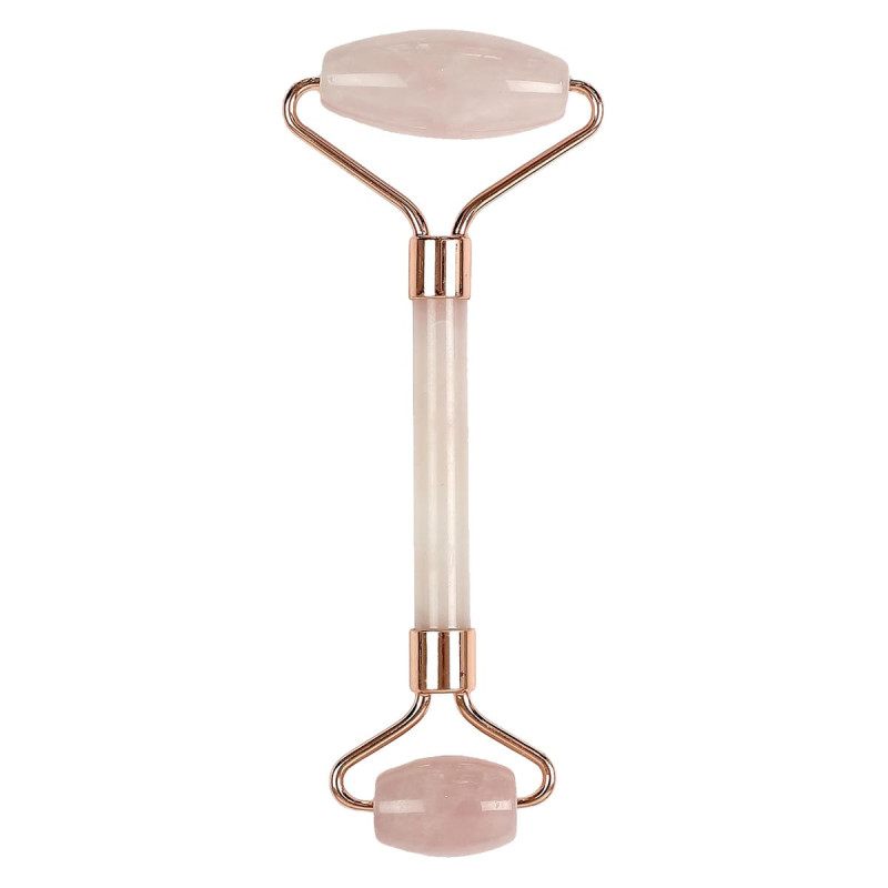 Double Rouleau de Massage Jade Rose et Cuivre Double Rouleau de Massage Jade Rose et Cuivre