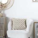 Coussin Bohème 40x40cm Macramé Beige Déhoussable