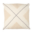 Coussin 40x40cm avec Tissu Bouclette Beige et Motif Géométrique Noir et Blanc