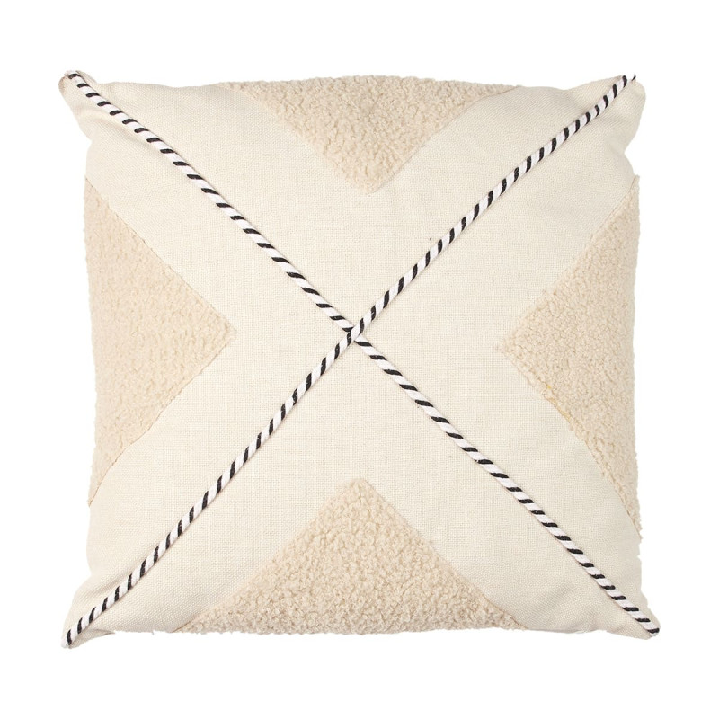 Coussin 40x40cm avec Tissu Bouclette Beige et Motif Géométrique Noir et Blanc Coussin 40x40cm avec Tissu Bouclette Beige et Motif Géométrique Noir et Blanc
