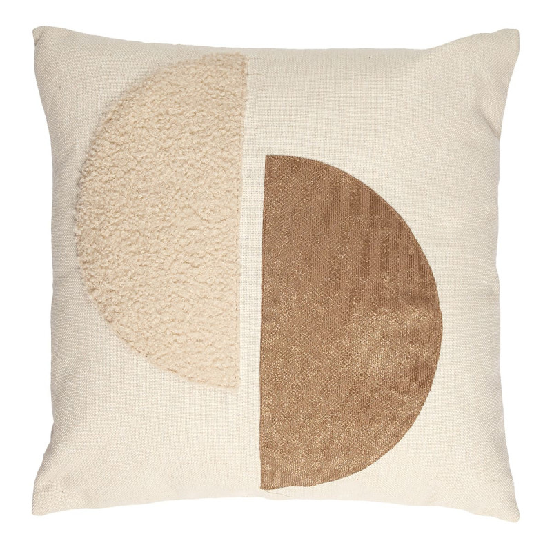 Coussin 40x40cm Crème Motifs Demi-Cercles Marron et Bouclette Déhoussable Coussin 40x40cm Crème Motifs Demi-Cercles Marron et Bouclette Déhoussable
