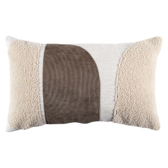 Coussin 30x50cm Crème Motifs Arrondis Marron et Bouclette Déhoussable