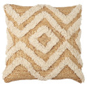 Coussin Tufté en Jute et Coton Beige 40x40cm Déhoussable