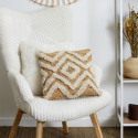 Coussin Tufté en Jute et Coton Beige 40x40cm Déhoussable