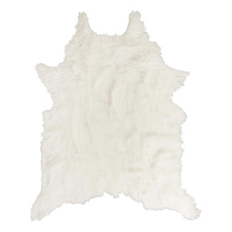 Tapis Forme Peau de Bête 120x158cm Imitation Fourrure Blanche