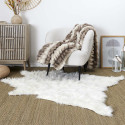 Tapis Forme Peau de Bête 120x158cm Imitation Fourrure Blanche