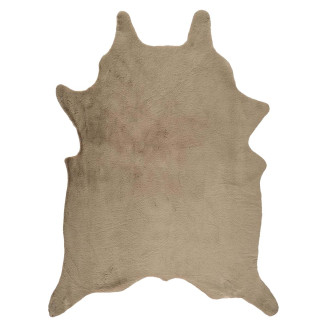 Tapis Forme Peau de Bête 120x158cm Imitation Fourrure Taupe