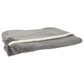 Plaid Ultra Doux 127x178cm avec Poche Pieds Gris Anthracite et Sherpa