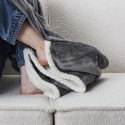 Plaid Ultra Doux 127x178cm avec Poche Pieds Gris Anthracite et Sherpa